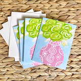 Lime Green Roses Chinoiserie Notecard Set