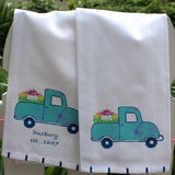 Blue Flower Truck Tea Towel