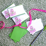 Holiday Pink & Green Pagoda Gift Enclosure Card Set