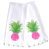 Pink Chinoiserie Palm Tea Towel