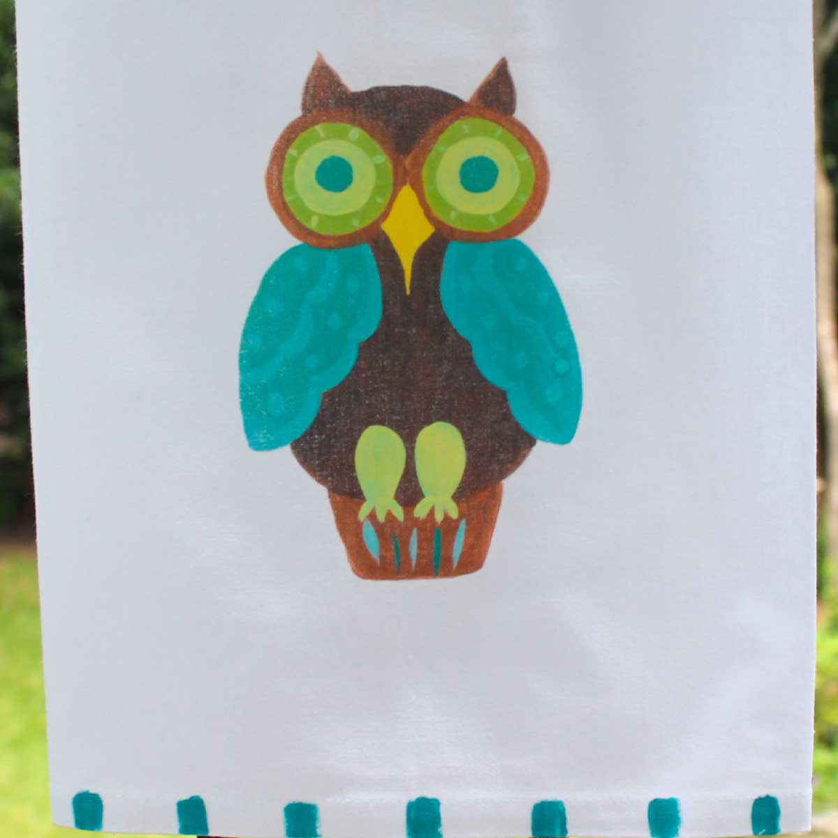 Turquoise Owl Kitchen Towel