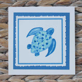 Turquoise and Blue Sea Turtle Hand Cut Notecard