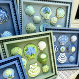 Painted Sea Shell Hydrangea Shell Art on 12x12 Light Blue