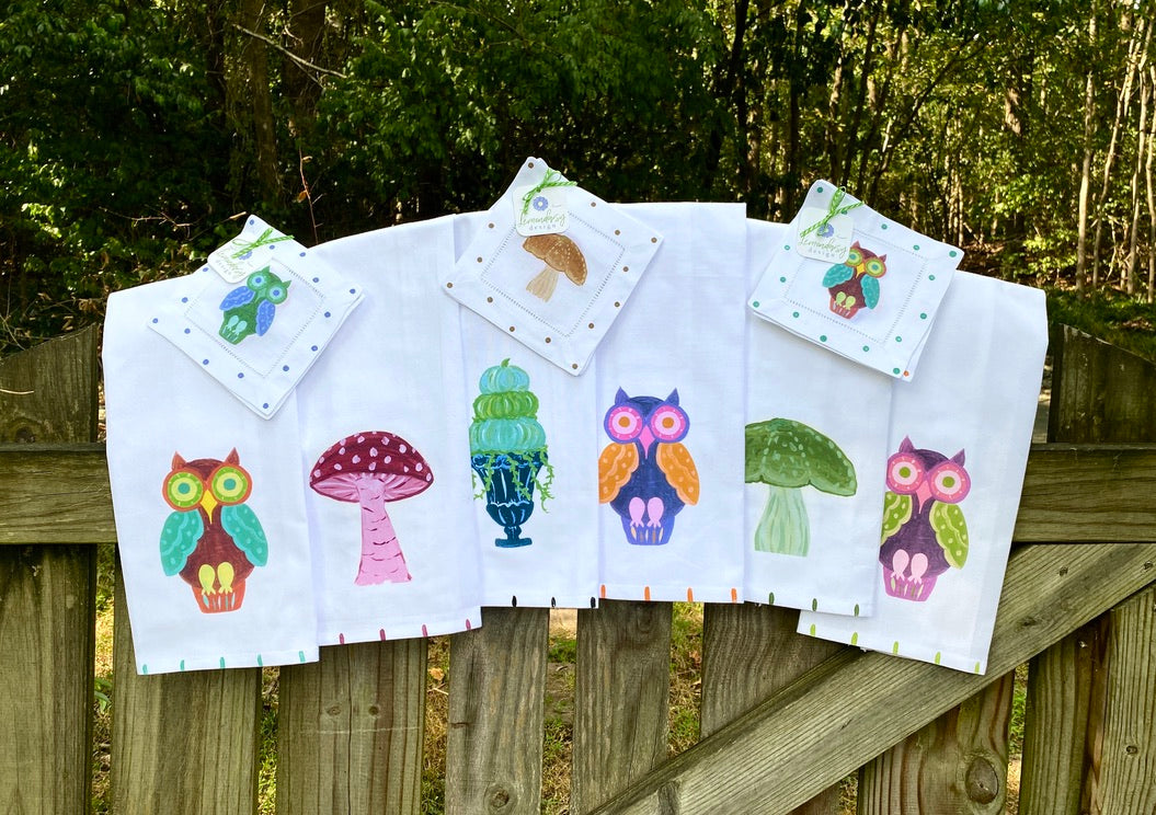 Fall Mushrooms Tea Towel