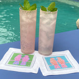 Tropical Lovebirds Linen Cocktail Napkins
