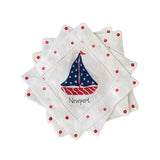 Stars and Stripes Sailboat Linen Cocktail Napkins