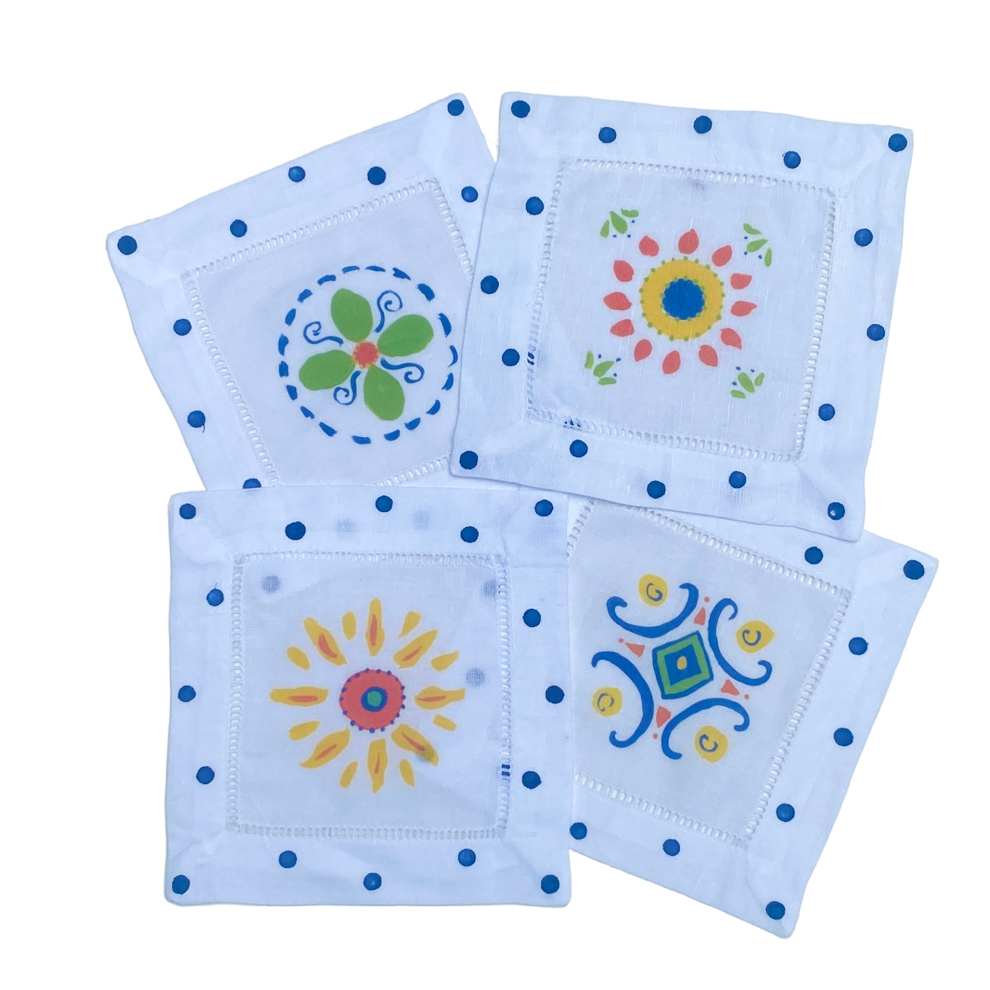 Mexican Inspired Tile Linen Cocktail Napkins