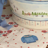 Apres Ski Snow Fun Primary Colors Linen Cocktail Napkins