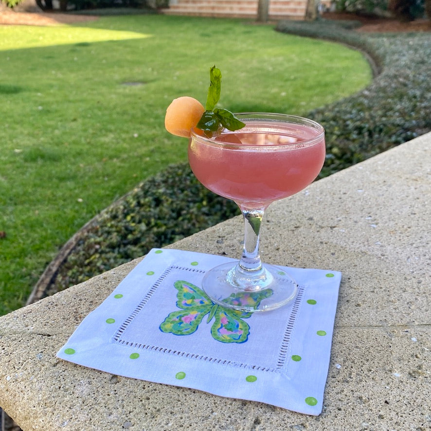 Blue & Green Butterfly Linen Cocktail Napkins - Thumbnail 4