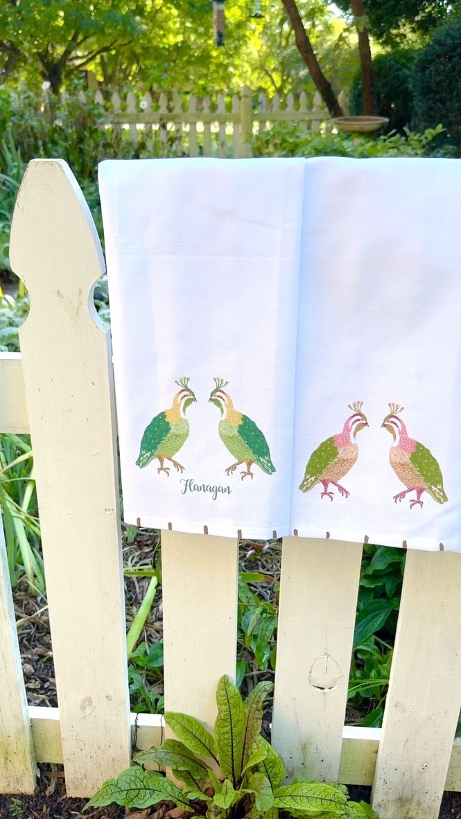 Colorful Fall Quail Tea Towel - Thumbnail 4