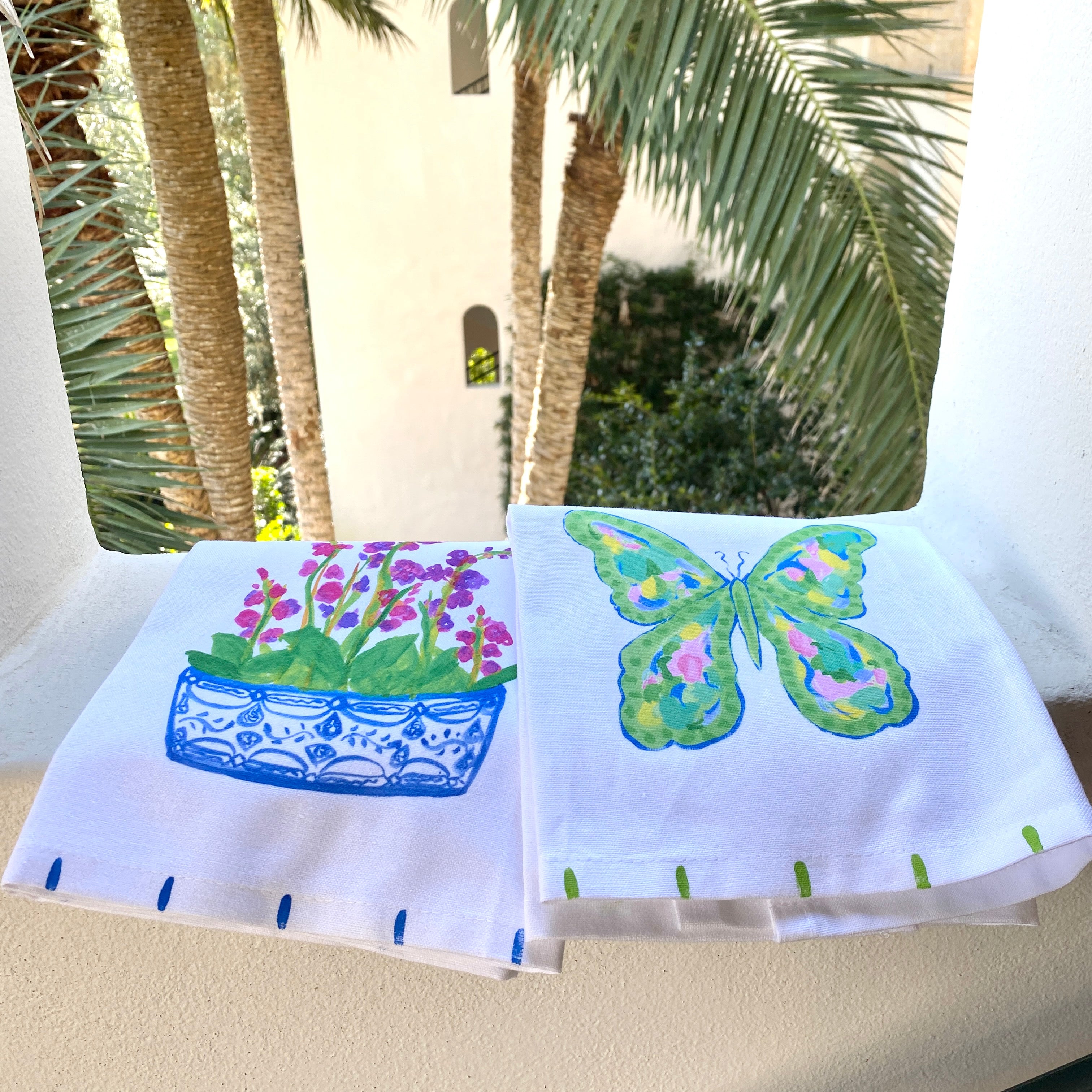 Green Mosaic Butterfly Tea Towel - Thumbnail 4