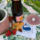 Navy & Aqua  Whale Linen Cocktail Napkins