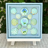 Painted Sea Shell Hydrangea Shell Art on 12x12 Light Blue