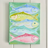 Colorful  Fish on Mint Acrylic Paintings