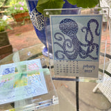 2027 Coastal Calendar with Magnet Acrylic Block Frame