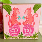 Orange Monkeys on a Chinoiserie Garden Stool Painting