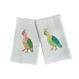 Colorful Quail Oatmeal Linen Guest Towel