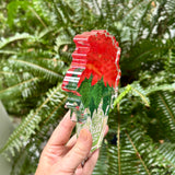 Acrylic Block Chinoiserie Christmas Poinsettia