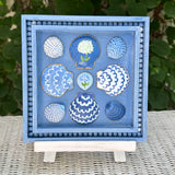 Painted Sea Shell Hydrangea Blues Shell Art on Whitewashed Blue