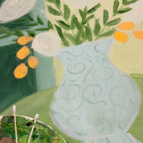 Floral Art with Apricots on Green
