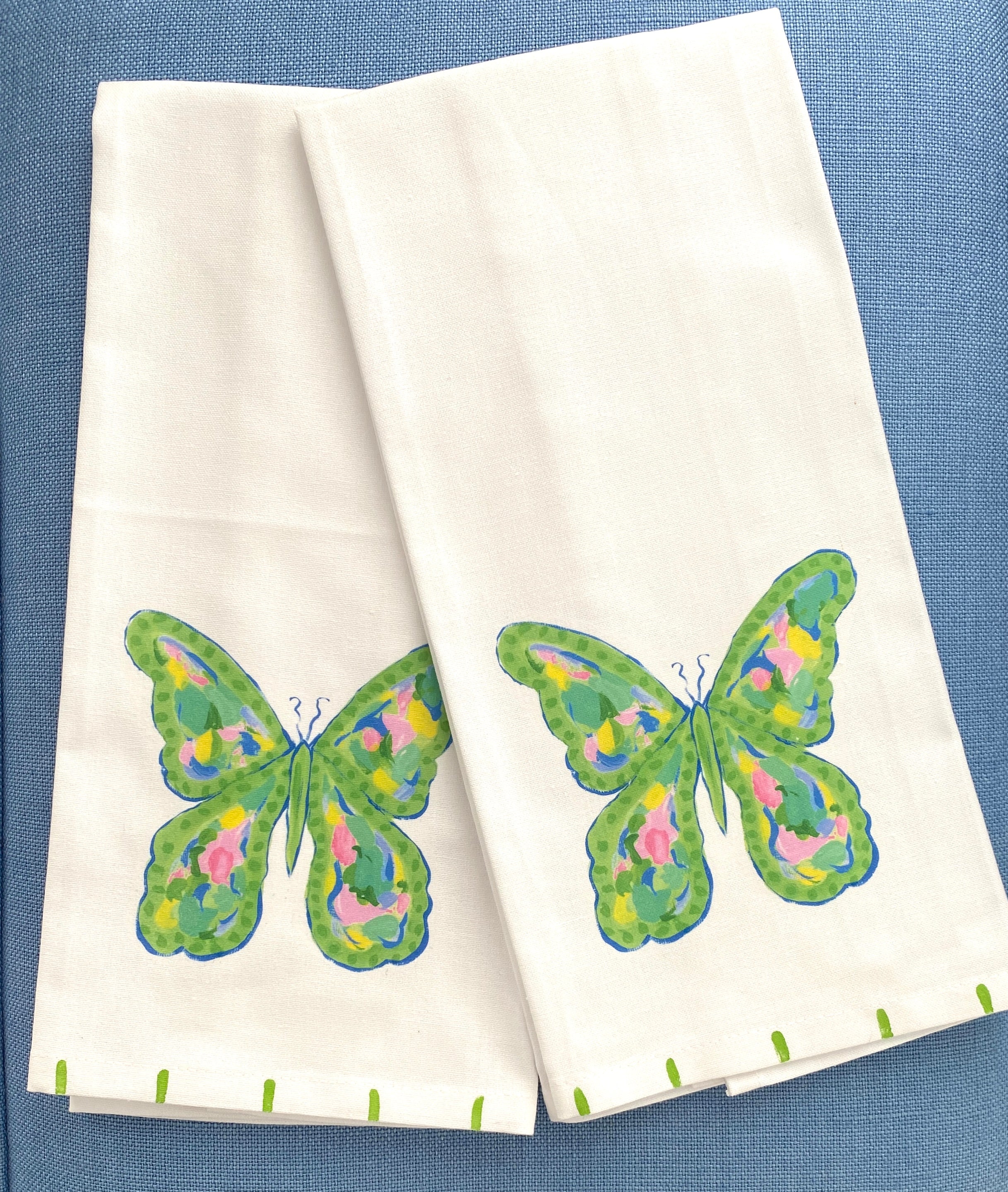 Green Mosaic Butterfly Tea Towel - Thumbnail 3