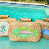 Hand Painted Rainbow Trout Rattan Clutch