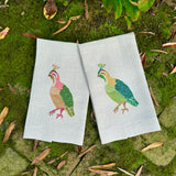 Colorful Quail Oatmeal Linen Guest Towel