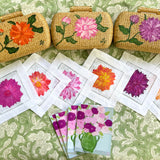 Hand Painted Dahlia Rattan Clutch