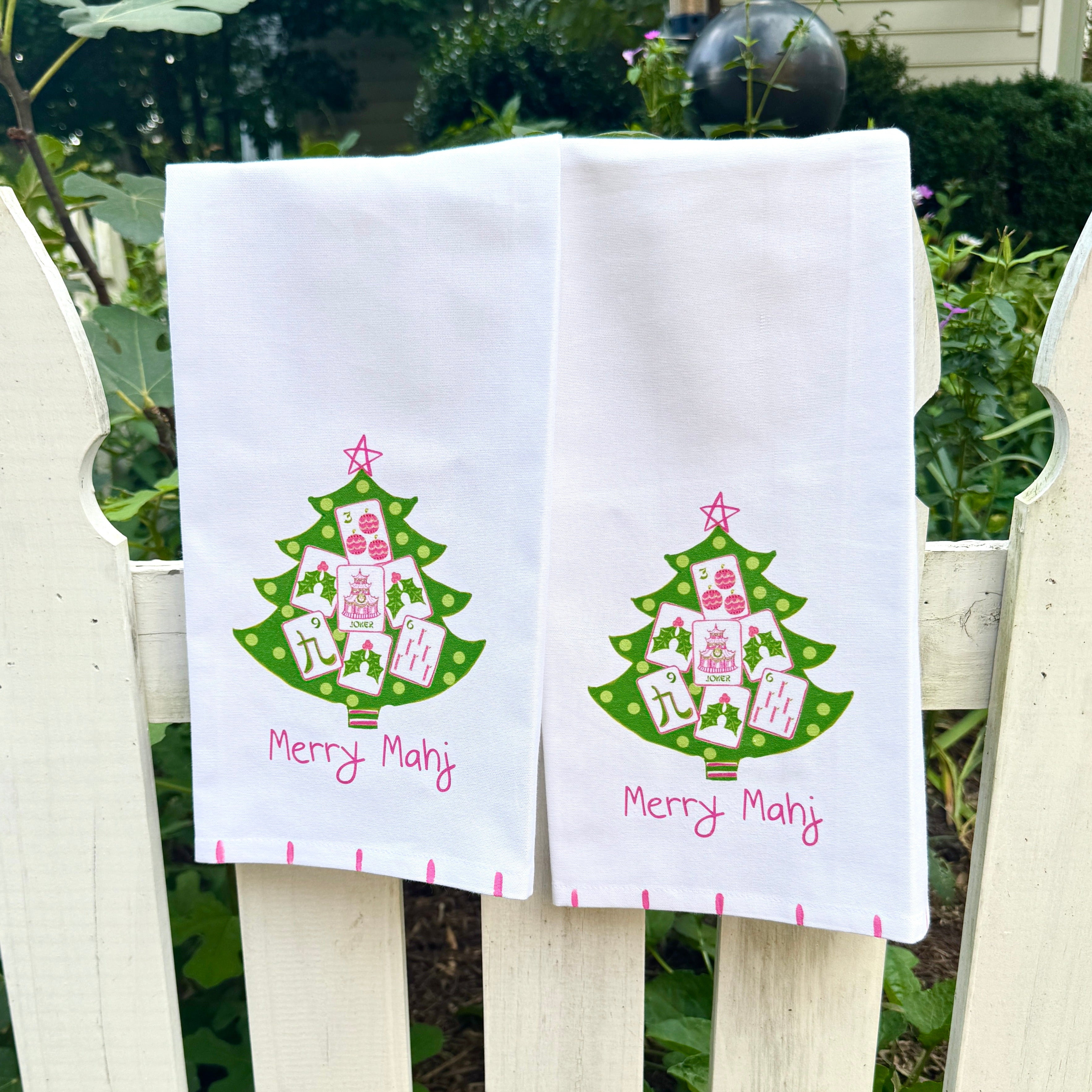 Merry Mahjong Christmas Tea Towel - Thumbnail 2