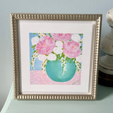 Pink Peonies in Turquoise Vase Art Print
