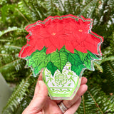 Acrylic Block Chinoiserie Christmas Poinsettia