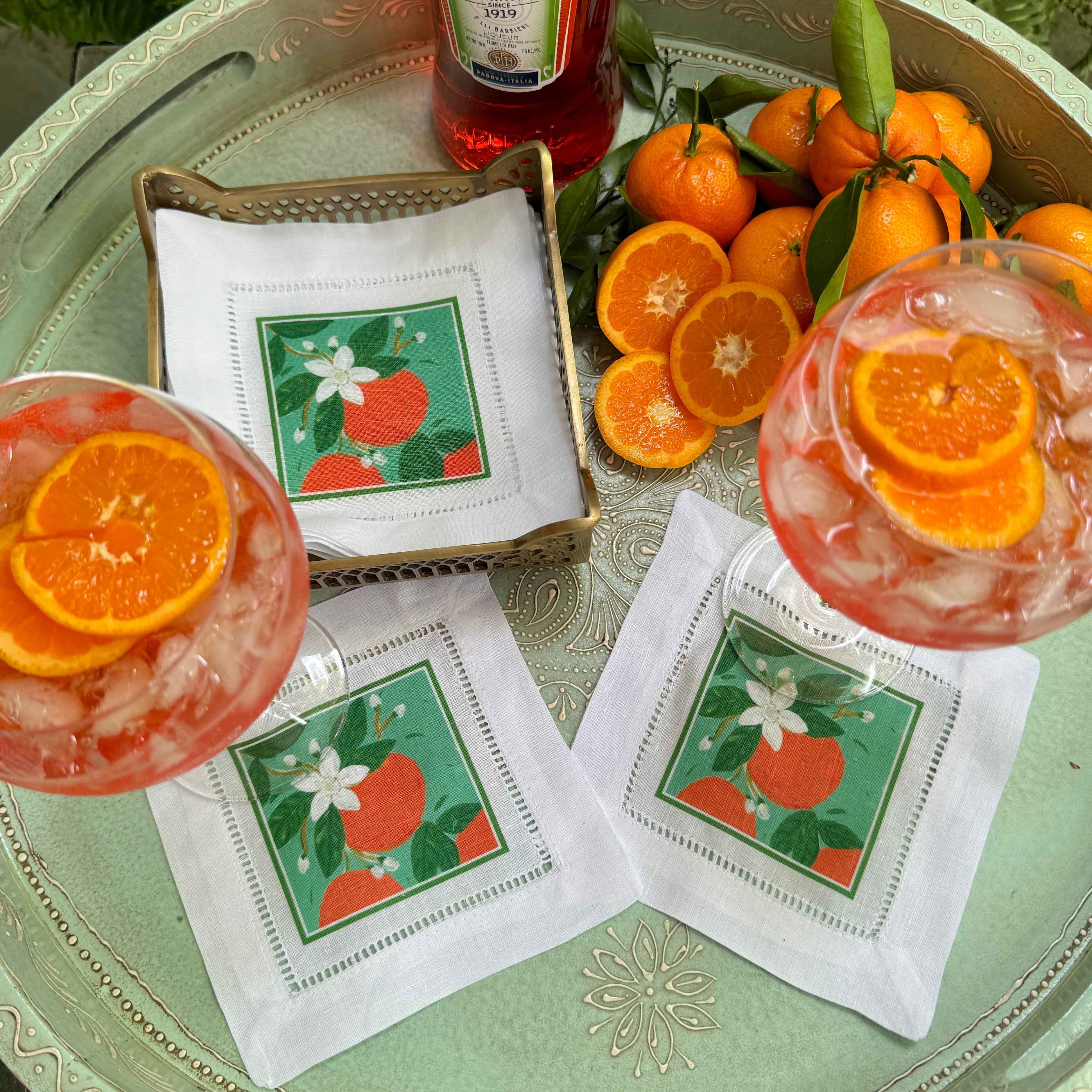 Orange Blossom Linen Cocktail Napkins
