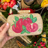 Hand Painted Summer Tomatoes Rattan Clutch