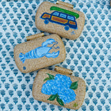 Hand Painted Blue Lobster Rattan Clutch