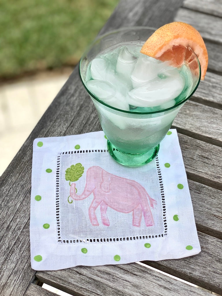 Elephant Linen Cocktail Napkins - Thumbnail 5
