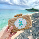 Hand Painted Sand Dollar Rattan Clutch