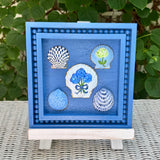 Painted 5 Sea Shell Hydrangea on Bright Blue