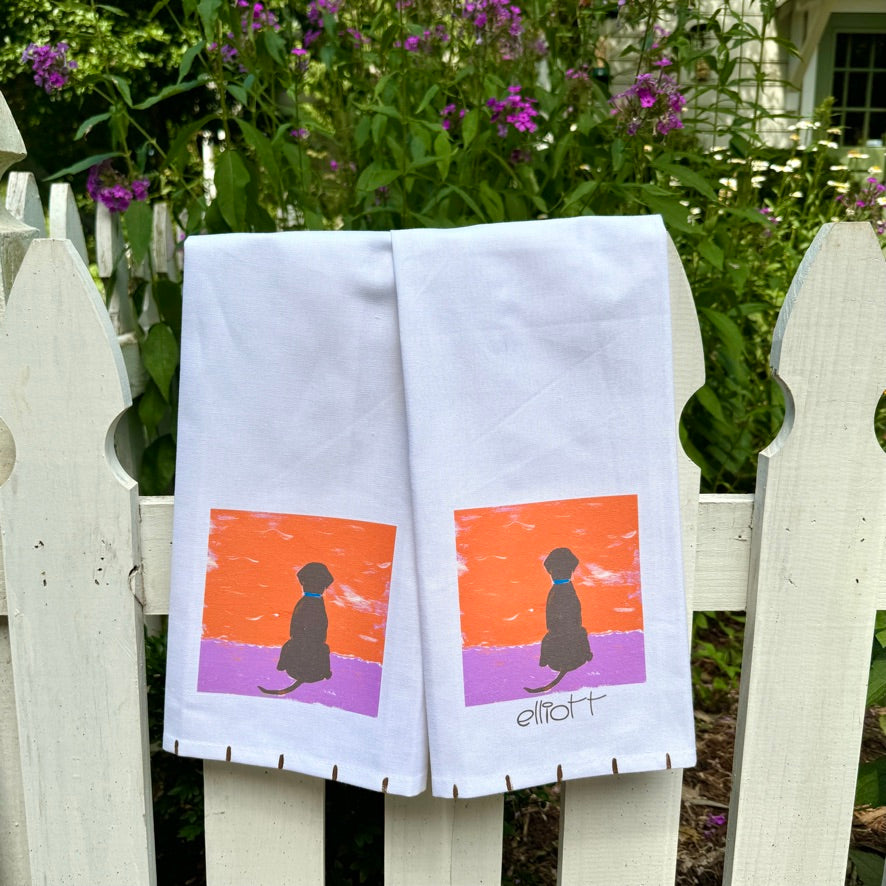 Chocolate Brown Beach Dog Tea Towel - Thumbnail 2