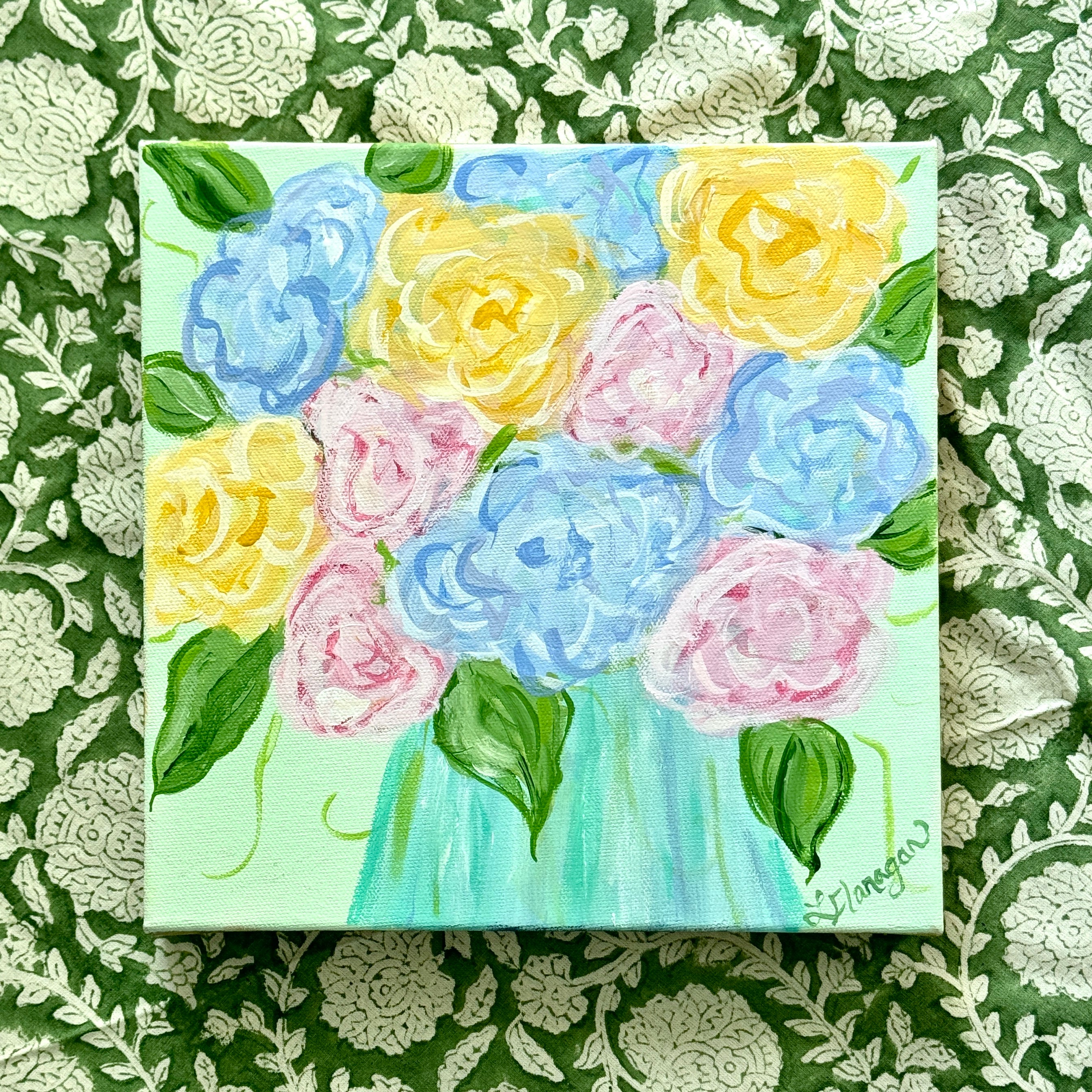 Lemondaisy Design Cottage Roses Acrylic Painting