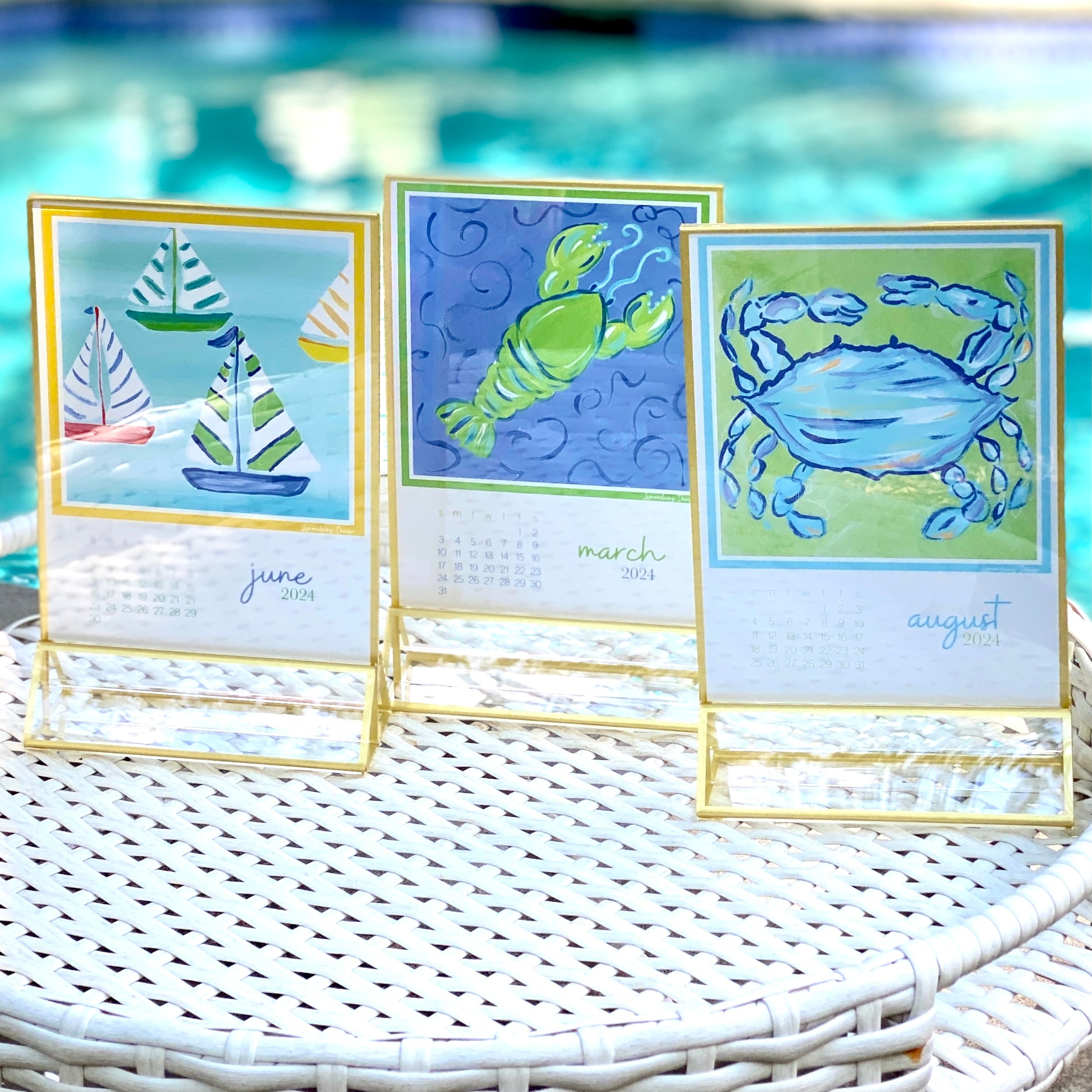 2024 Coastal Beach Desk Art Calendar Lemondaisy Design