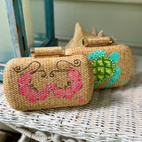 Hand Painted Shrimp Rattan Clutch