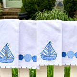Blue and White Sea Shell Tea Towel