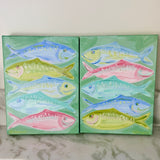 Colorful  Fish on Mint Acrylic Paintings