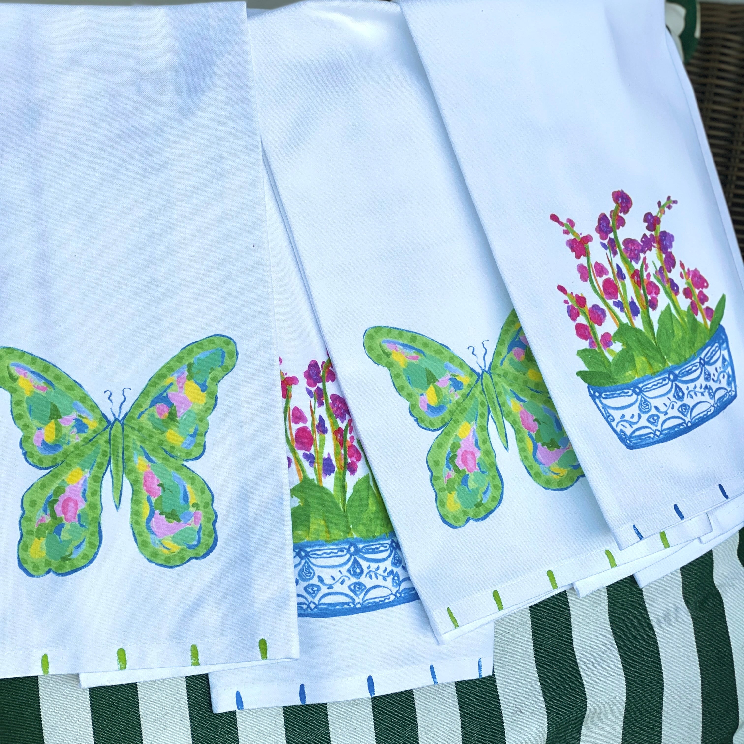 Green Mosaic Butterfly Tea Towel - Thumbnail 5