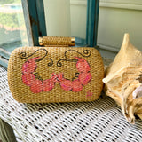 Hand Painted Shrimp Rattan Clutch