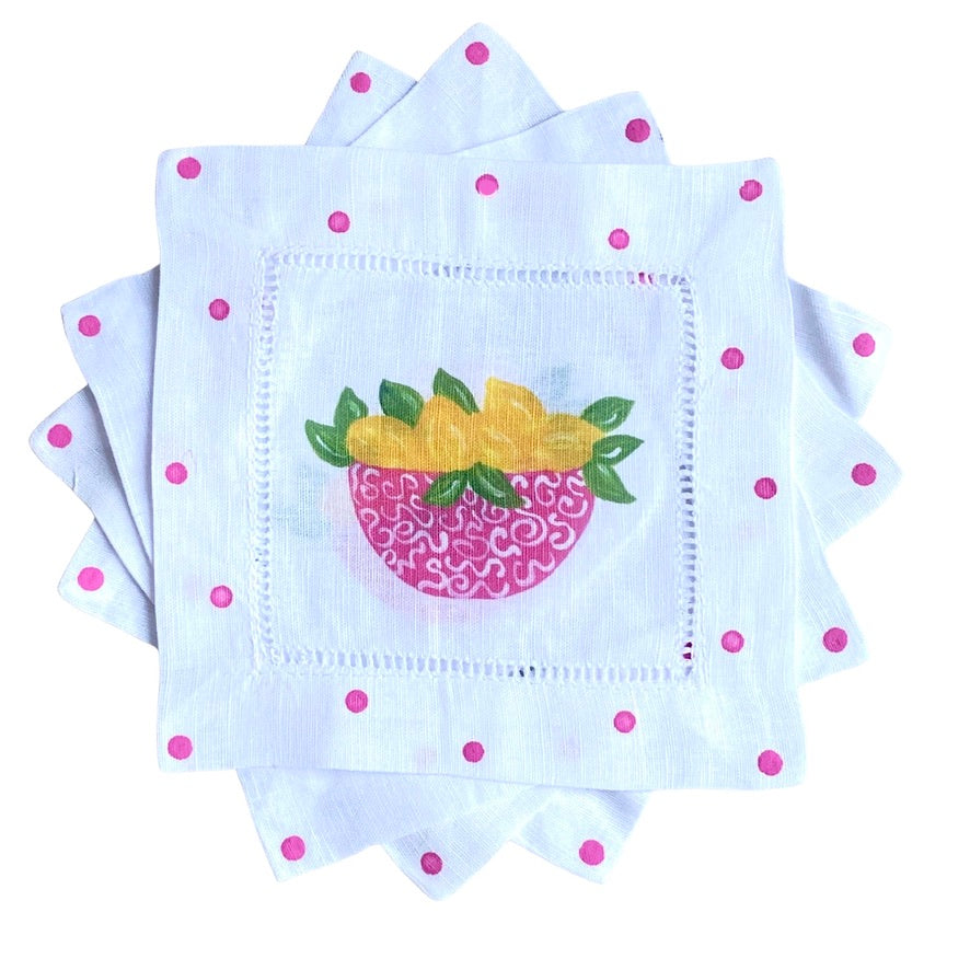 Pink Bowl of Lemons Cocktail Napkins
