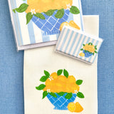 Fresh Lemons in a Blue Bowl Linen Guest Towel