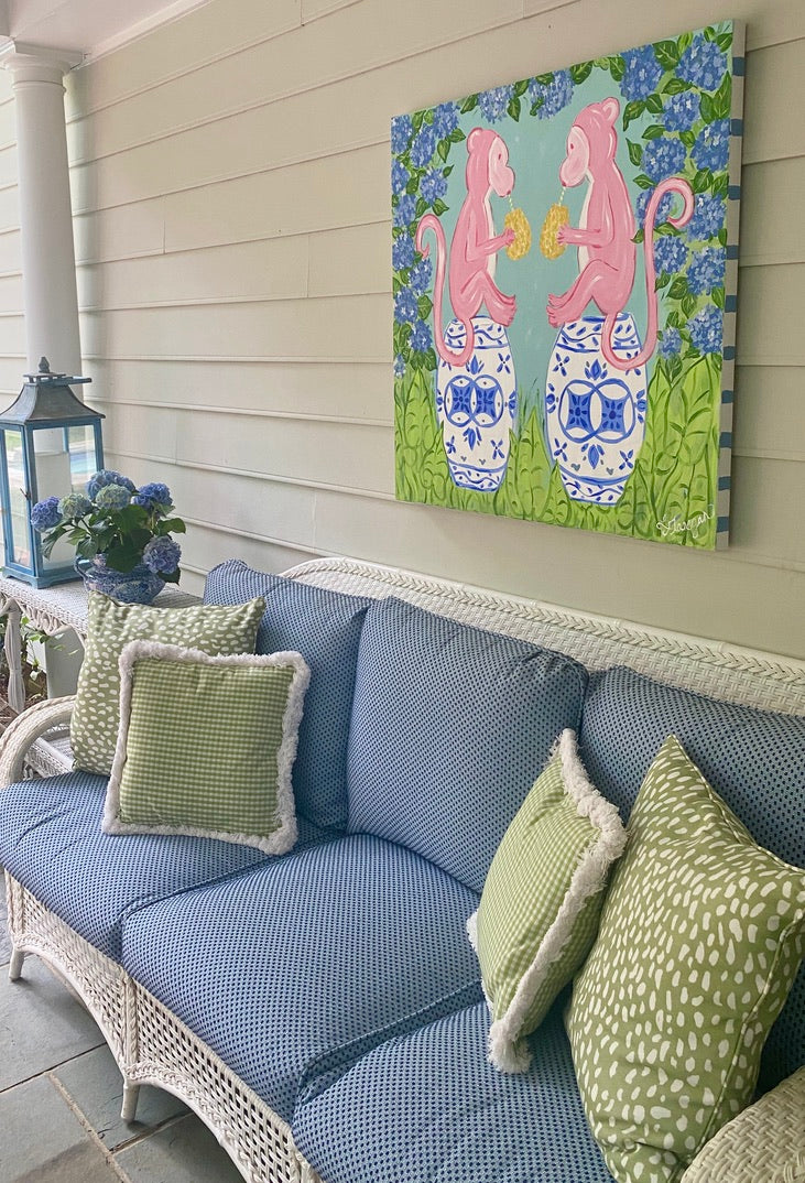 Lemondaisy Design Garden Monkeys Fine Art Painting - Thumbnail 3