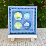 Painted 4 Sea Shell Hydrangea on Whitewashed Blue