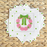 Pineapple  Holiday Wreath Linen Cocktail Napkins